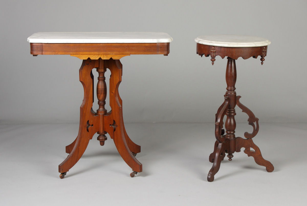 Victorian Walnut Marble Top Tables 136d06