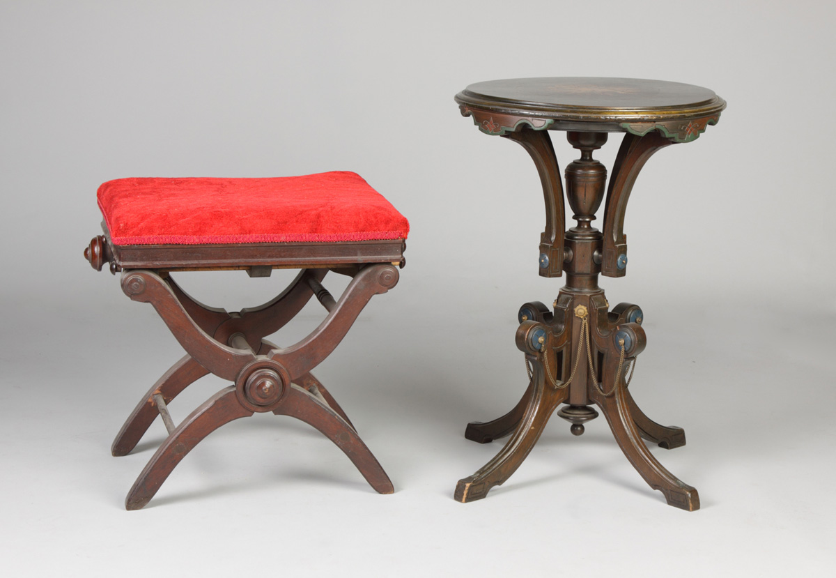 Victorian Stool & Stand Lot 101: