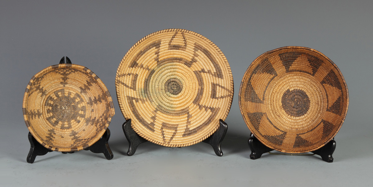 3 Navajo Baskets L to R: Very good