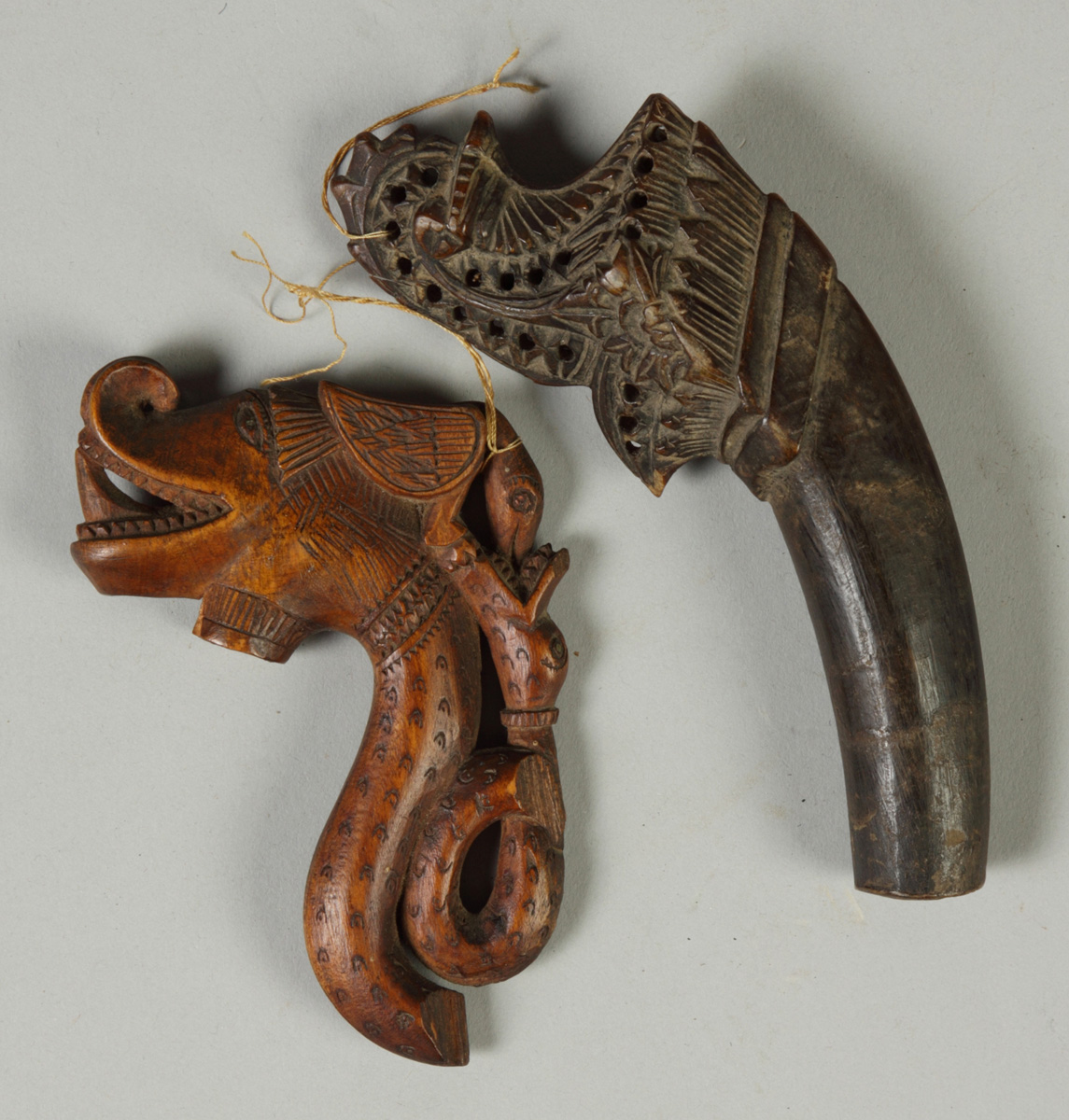 2 Cris Carved Tribal Handles from