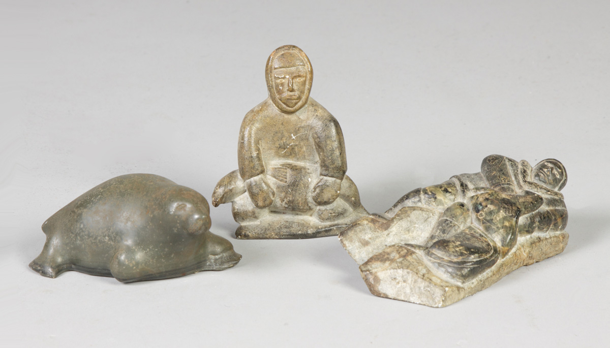 3 Pcs. Inuit Art L to R: Seal by Simeonie