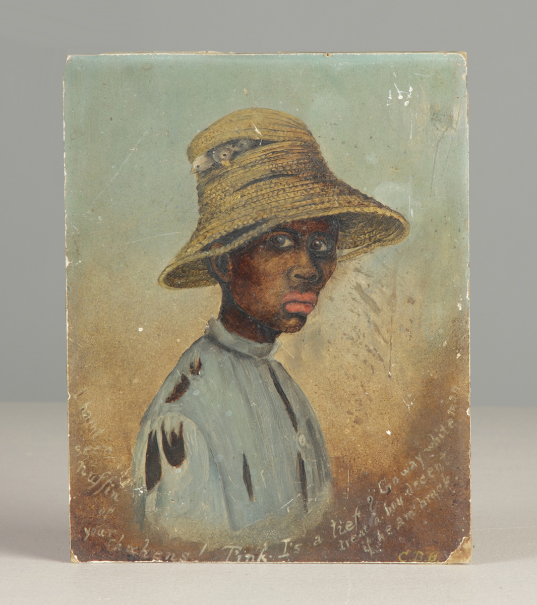 Portrait of a black boy w hat Sgn  136d54