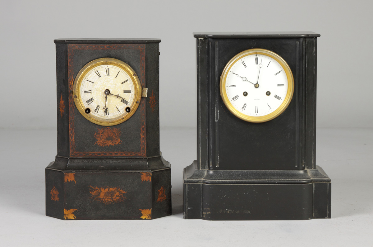 Iron Front Clock & Slate Clock Lot 177: