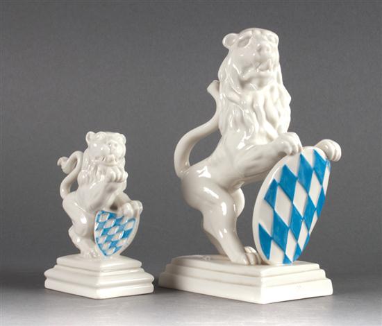 Two Nymphenburg porcelain lion