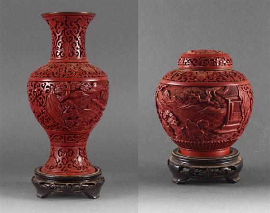 Chinese cinnabar lacquer baluster 136e17