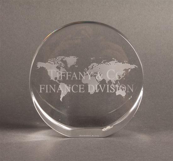Tiffany Co etched glass paperweight 136e38