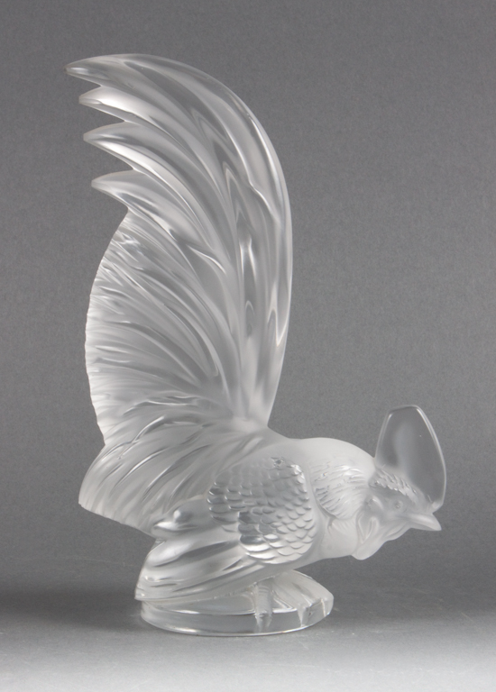 Lalique partially frosted glass cockerel