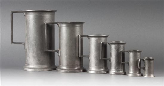 Assembled set of six French pewter 136e56