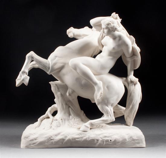 Victorian parian group of a mounted
