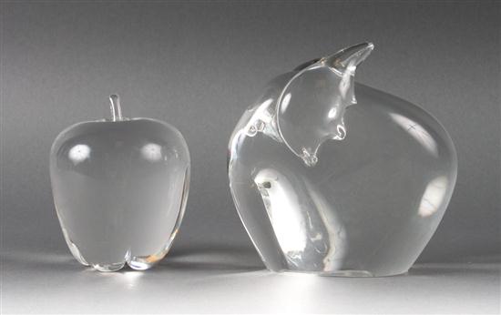 Steuben crystal apple and elephant