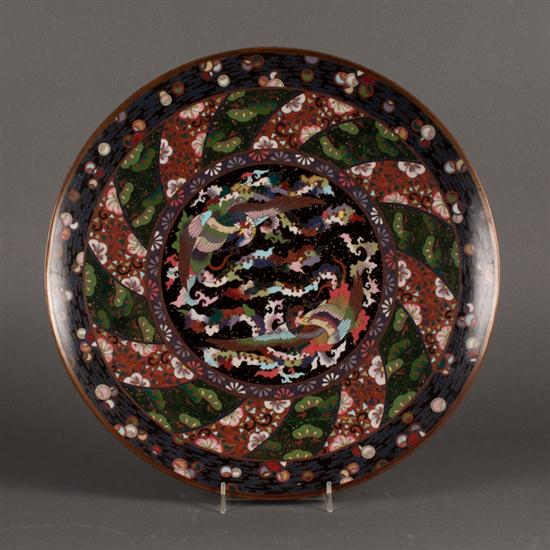 Chinese cloisonne enamel charger