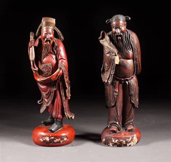 Two Chinese carved and lacquered 136f4a