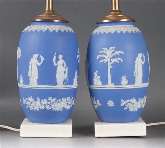 Pair of Wedgwood blue and white jasperware