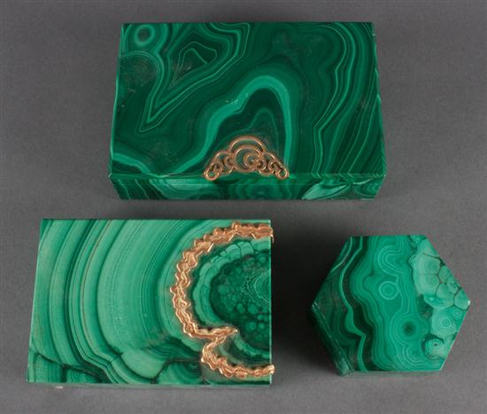 Two gold mounted malachite vanity 137071