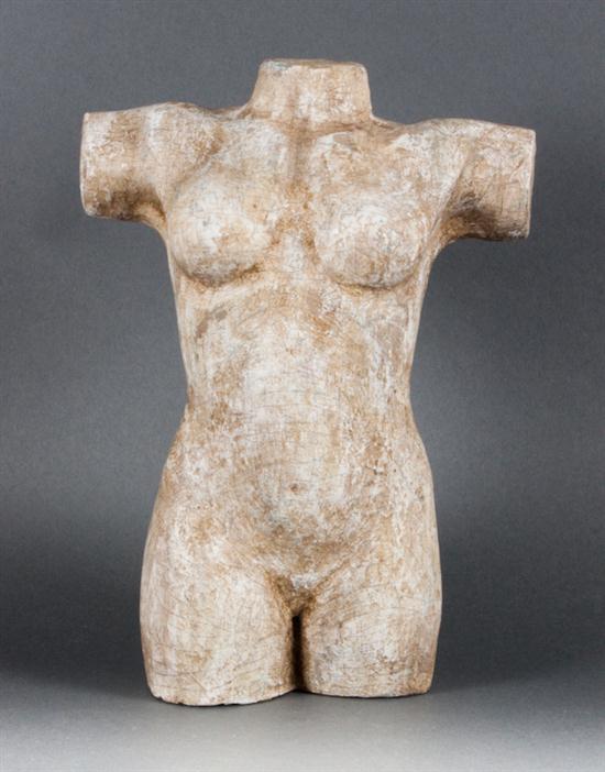 Carved wood female torso early