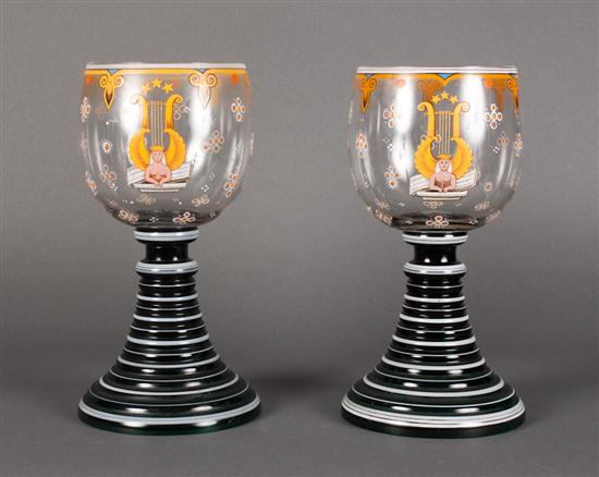 Pair of German enameled glass romers 139938