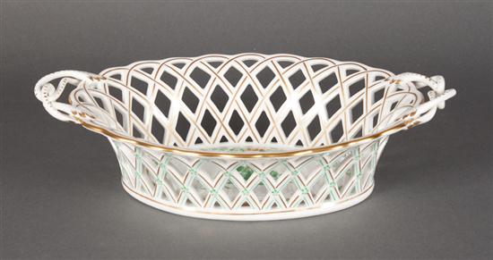 Herend reticulated porcelain basket 139940