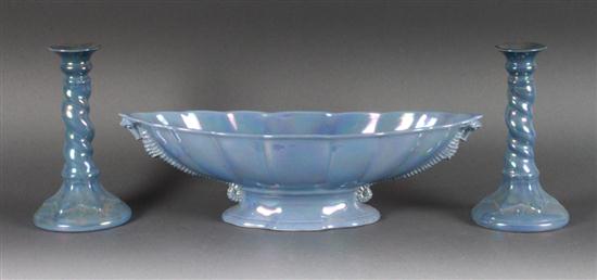 Cowan Pottery blue opalescent glazed 13995b