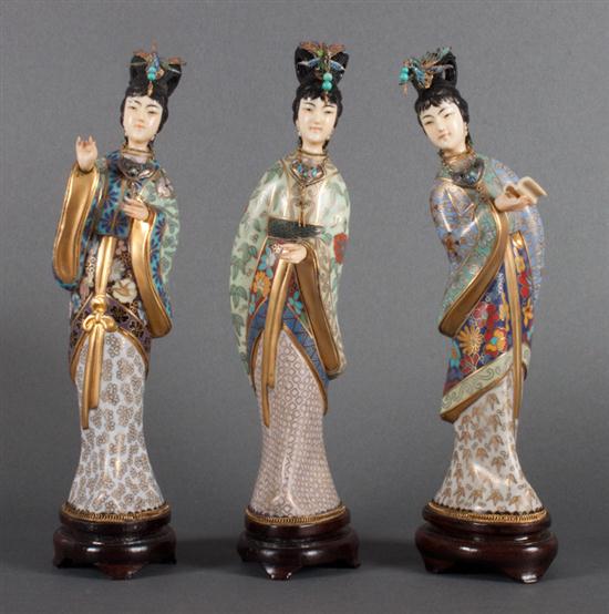 Three Japanese carved and polychromed