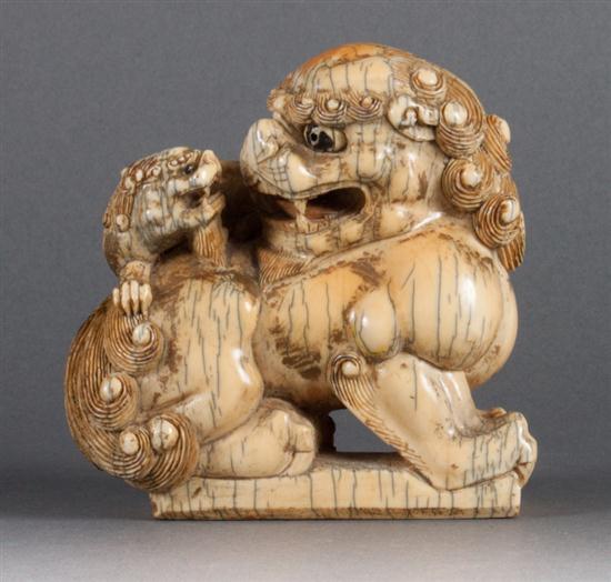 Chinese carved ivory foo dog 19th 13999b
