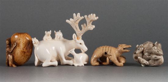 Four Japanese carved ivory animal form 1399a4