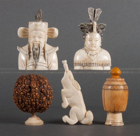 Five Japanese carved ivory snuff 1399a0