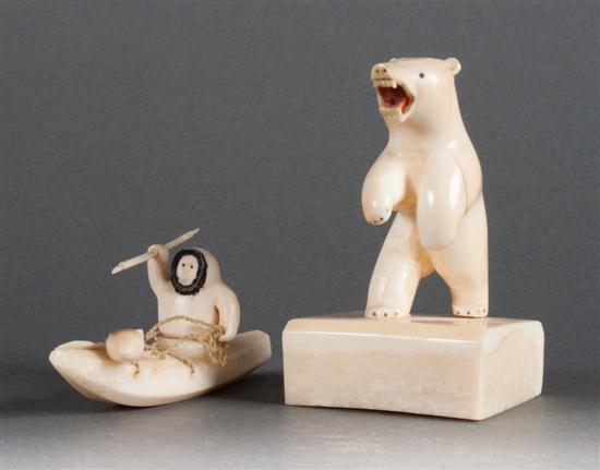 Inuit carved and ink-highlighted walrus