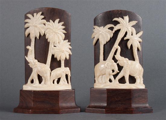 Pair of Indian carved ivory and 1399b3