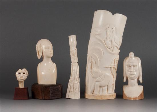 Three African carved ivory figures