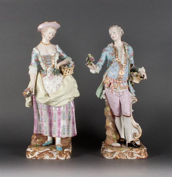 Pair of Meissen porcelain figures of