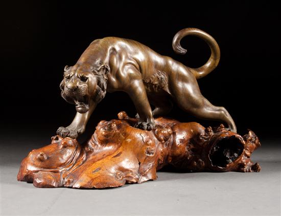 Japanese patinated bronze tiger Meiji