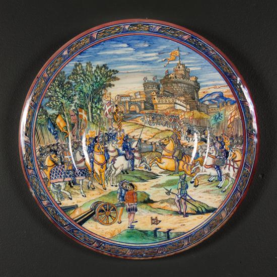 French faience lustre charger 19th century;
