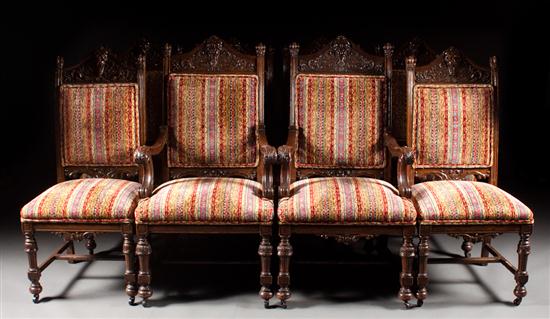 Set of eight Jacobean Revival carved 139a8b