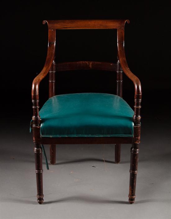 Regency carved walnut upholstered