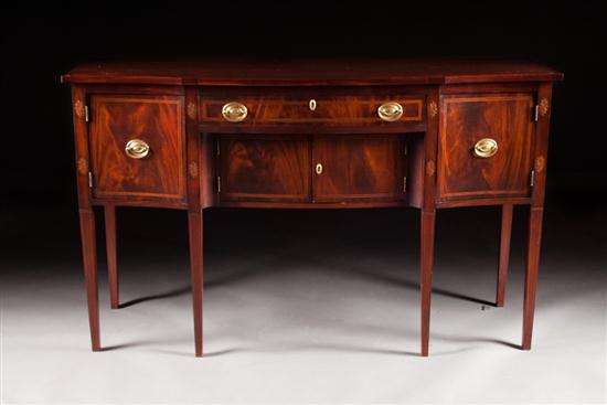 Federal style inlaid mahogany serpentine-front
