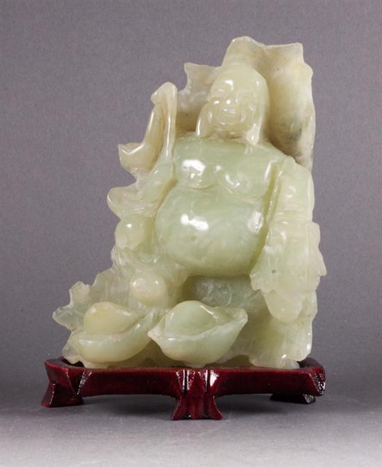 Chinese carved green hardstone figure