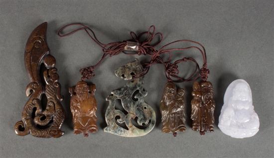 Six Chinese carved hardstone pendants 139b64