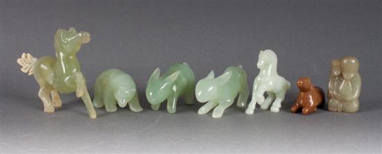 Seven Chinese carved jade and hardstone