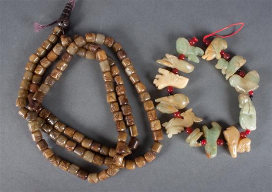 Strand of Chinese carved hardstone