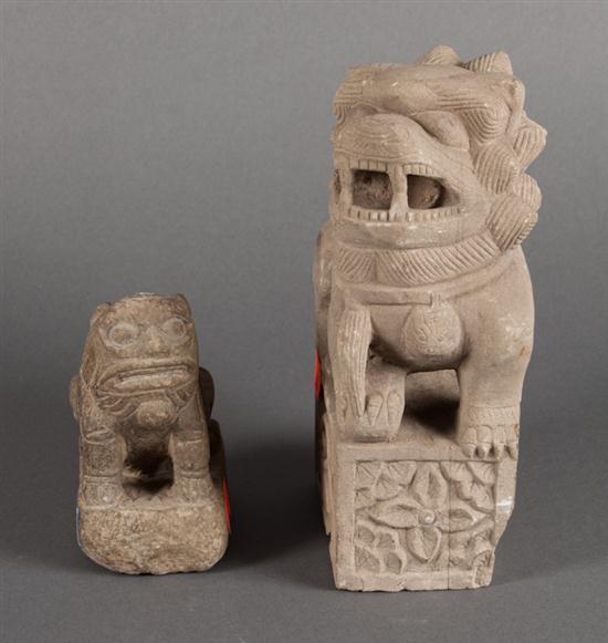 Two Chinese carved hardstone foo