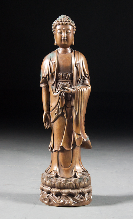 Japanese patinated brass standing