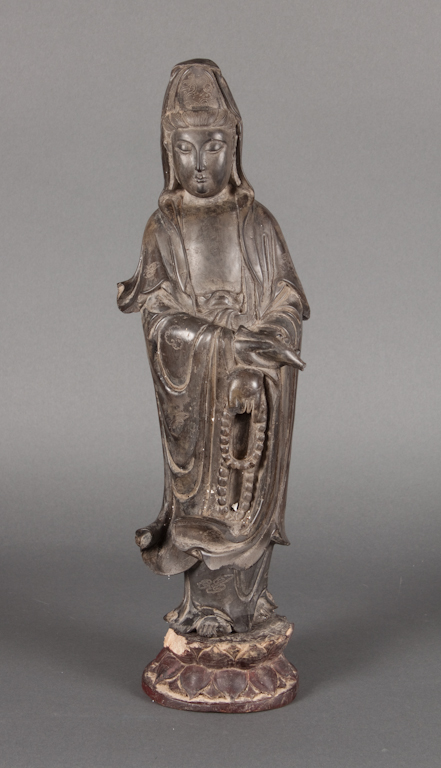 Chinese carved black stone Quan-Yin