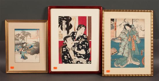 Three Japanese color woodcuts framed 139bb0