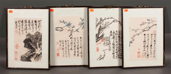 Set of four framed Chinese prints