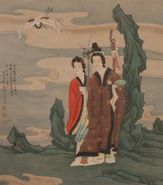 Chinese painting: Two ladies in