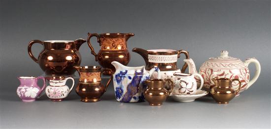 11 assorted Staffordshire copper