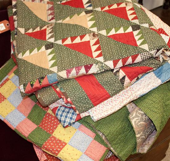 Five cotton patchwork quilts 20th