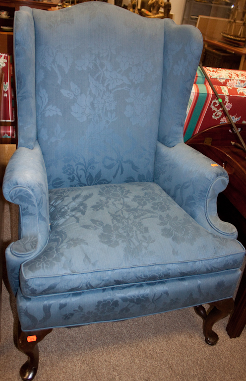 Queen Anne style mahogany upholstered