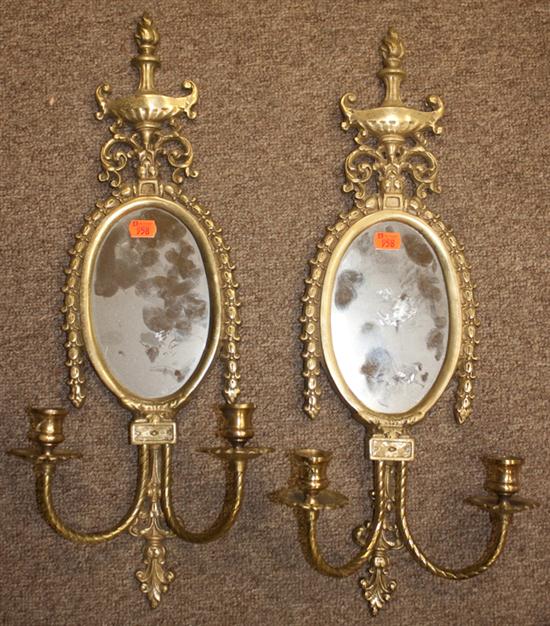 Pair of Regency style brass mirrored