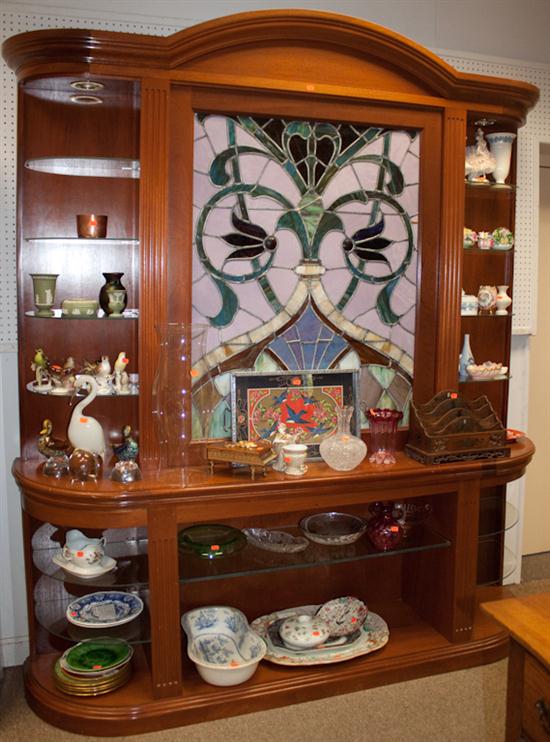 Mahogany display cabinet with leaded